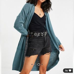 Nwt Asos JDY Firez women long sleeve longline knit cardigan, aqua blue